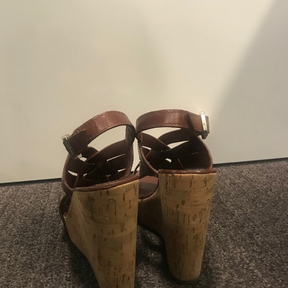 Tory Burch Brown Cork Wedges, Sz 9 - Picture 5 of 6